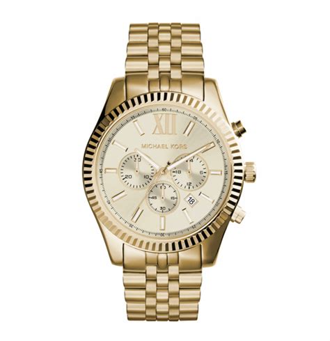 goud herenhorloge leren band michael kors|Michael Kors men's gold watch.